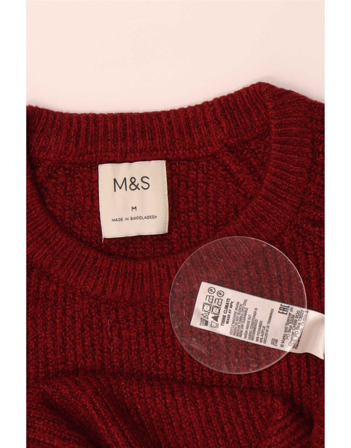 Marks & Spencer Mens Crew Neck Jumper Sweater Medium Burgundy Polyamide