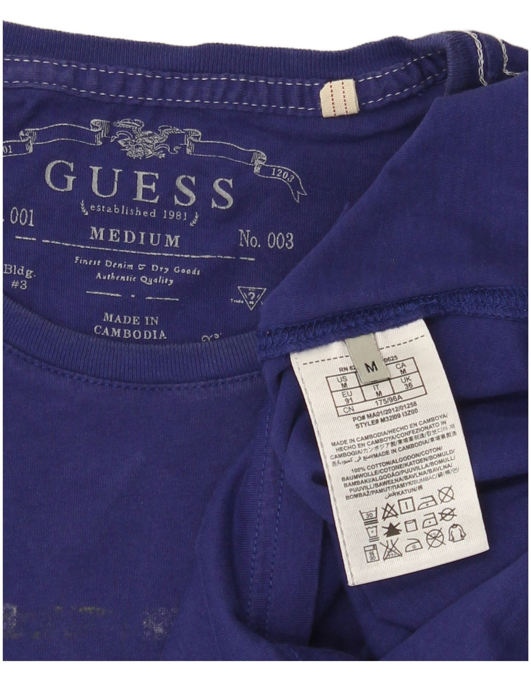 Guess Mens Graphic T-Shirt Top Medium Purple Cotton