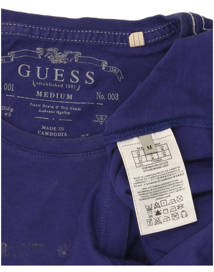Guess Mens Graphic T-Shirt Top Medium Purple Cotton