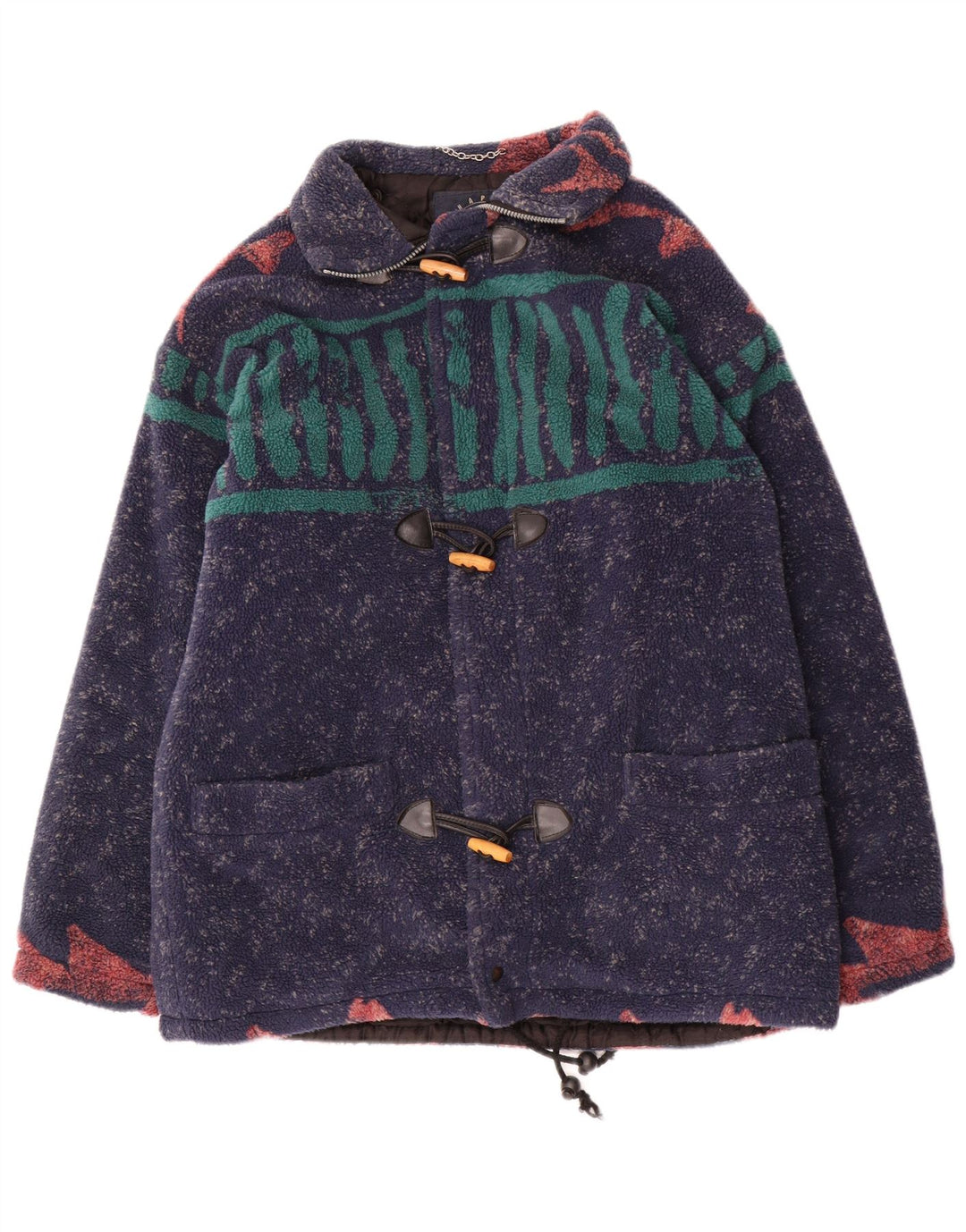 Vintage Mens Fleece Jacket UK 38 Medium Navy Blue Striped