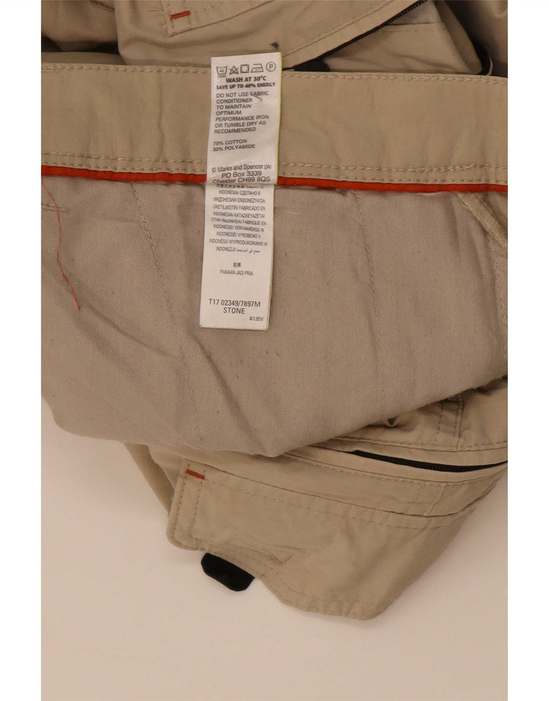 Marks & Spencer Mens Cargo Bermuda Shorts W40 XL Beige Cotton