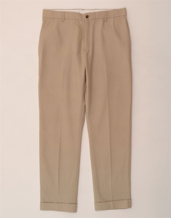 Zara Mens Straight Chino Trousers EU 44 Large W34 L29 Beige Polyester