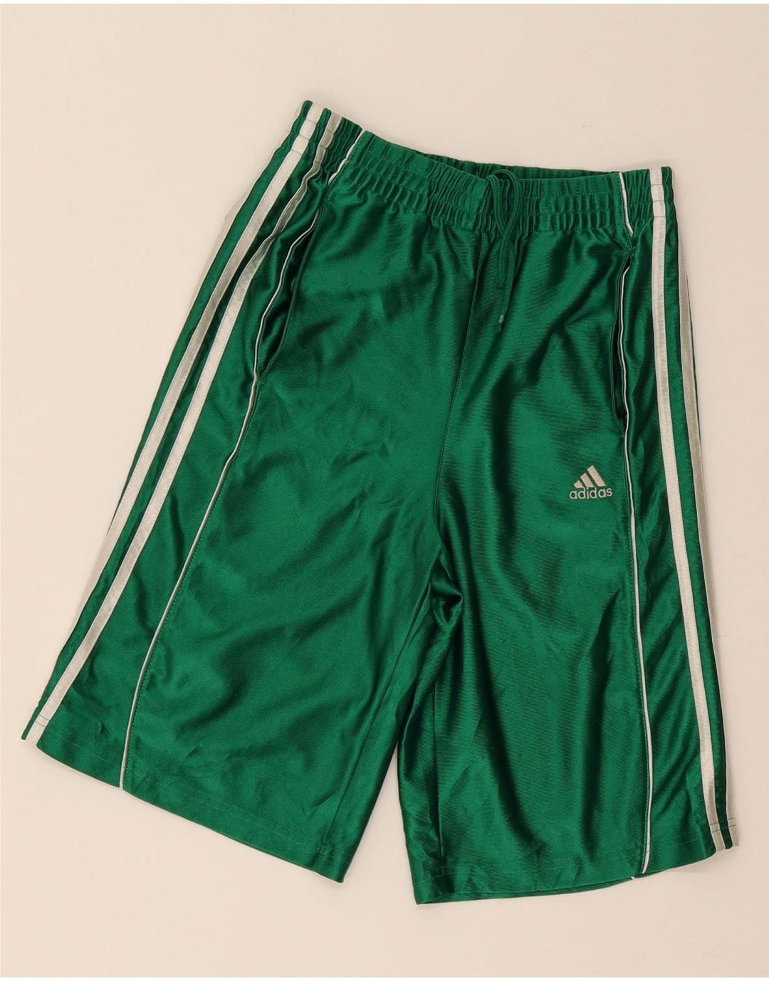Adidas Boys Sport Shorts 10-11 Years Medium Green Polyester