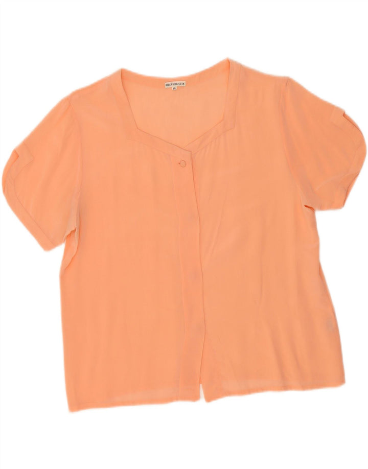 VINTAGE Womens See Through Short Sleeve Shirt Blouse UK 14 Medium Orange Vintage Vintage and Second-Hand Vintage from Messina Hembry 