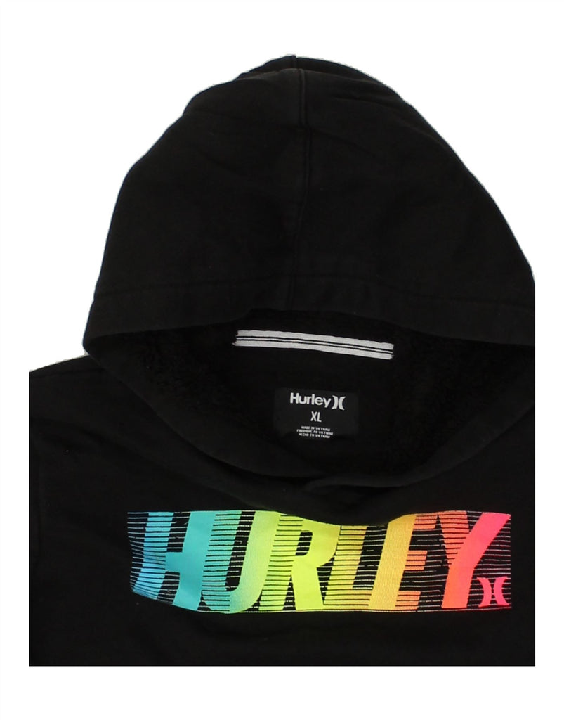 HURLEY Boys Graphic Hoodie Jumper 13-14 Years XL Black Cotton | Vintage Hurley | Thrift | Second-Hand Hurley | Used Clothing | Messina Hembry 