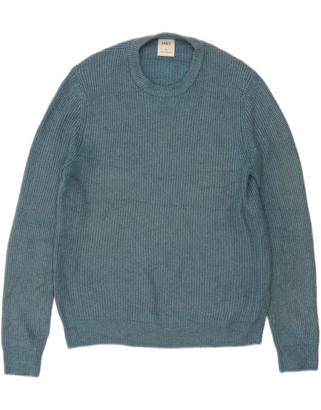 Marks & Spencer Mens Crew Neck Jumper Sweater Medium Blue Polyamide
