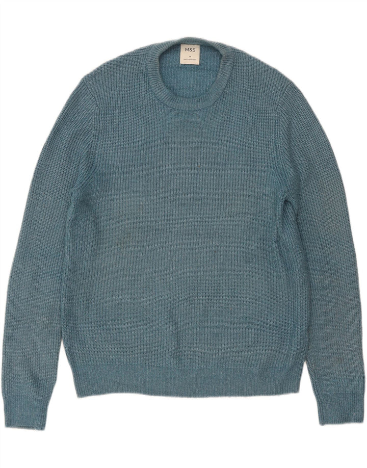 Marks & Spencer Mens Crew Neck Jumper Sweater Medium Blue Polyamide