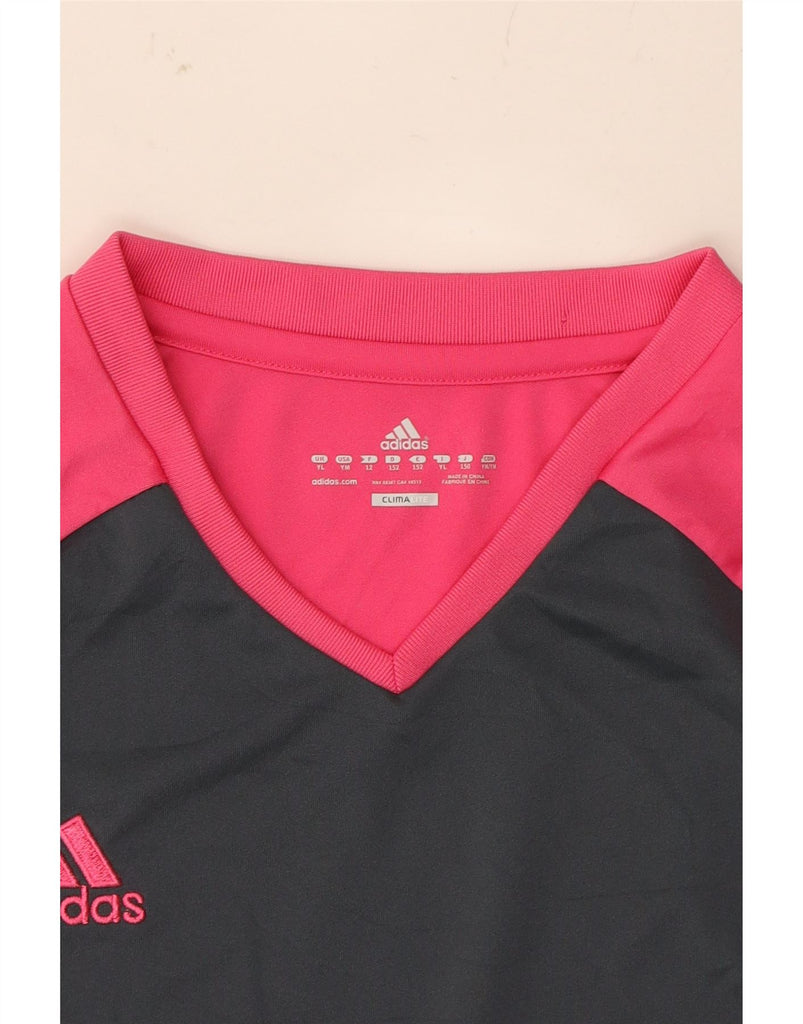 ADIDAS Girls Climalite Top Long Sleeve 11-12 Years Large Pink Colourblock Vintage Adidas and Second-Hand Adidas from Messina Hembry 