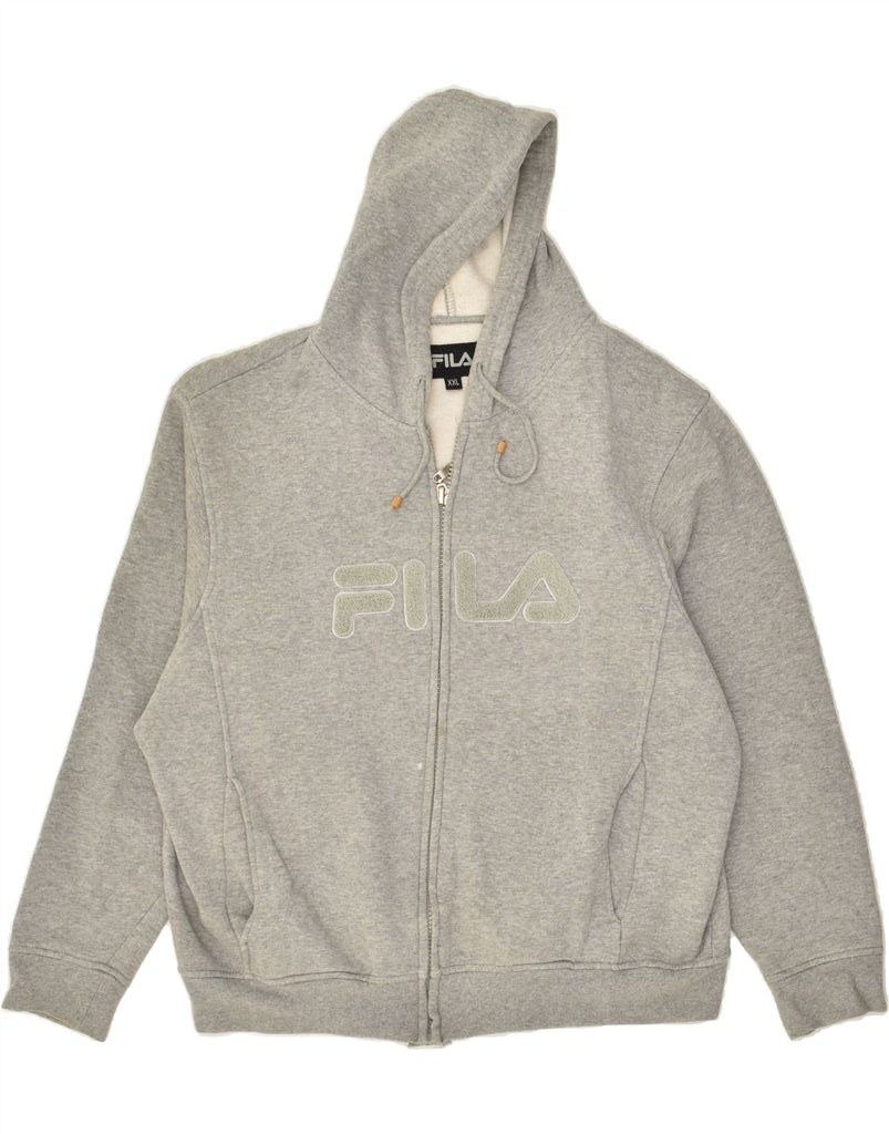 FILA Womens Graphic Zip Hoodie Sweater UK 20 2XL Grey Cotton | Vintage Fila | Thrift | Second-Hand Fila | Used Clothing | Messina Hembry 