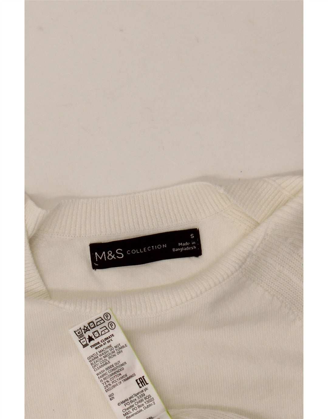 Marks & Spencer Womens Boat Neck Jumper Sweater UK 10 Small White
