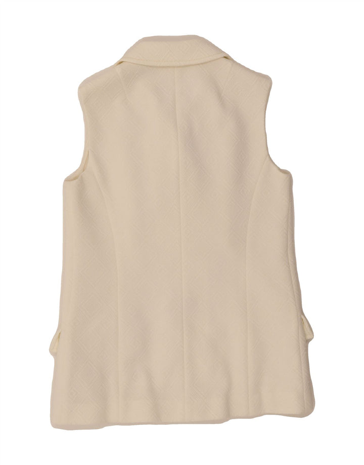 VINTAGE Womens Sleeveless Double Breasted Blazer Jacket UK 12 Medium White Vintage Vintage and Second-Hand Vintage from Messina Hembry 