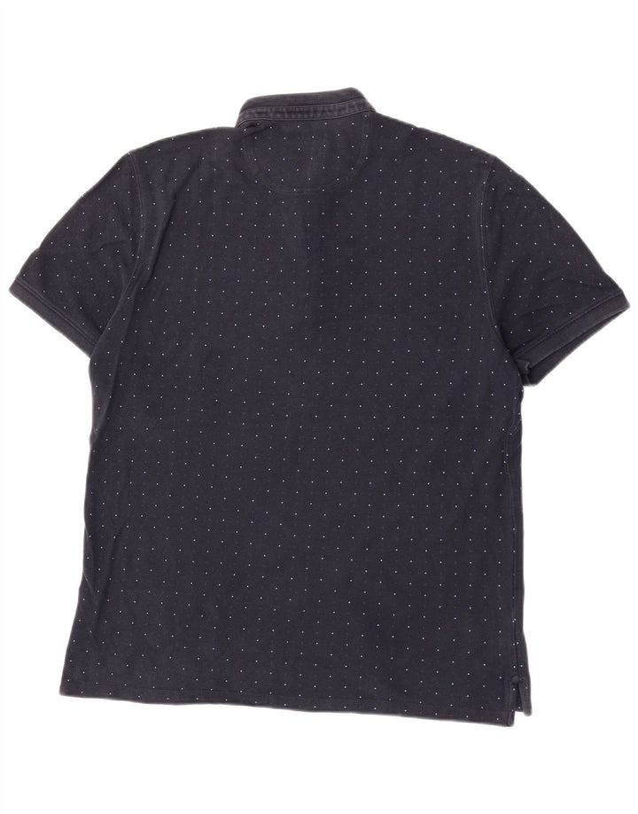 Massimo Dutti Mens Polo Shirt XL Navy Blue Spotted