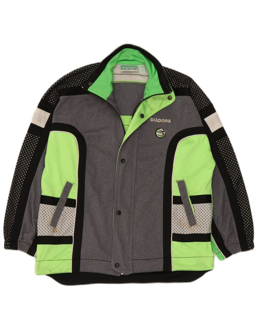 Diadora Boys Tracksuit Top Jacket 13-14 Years Grey Colourblock Polyester