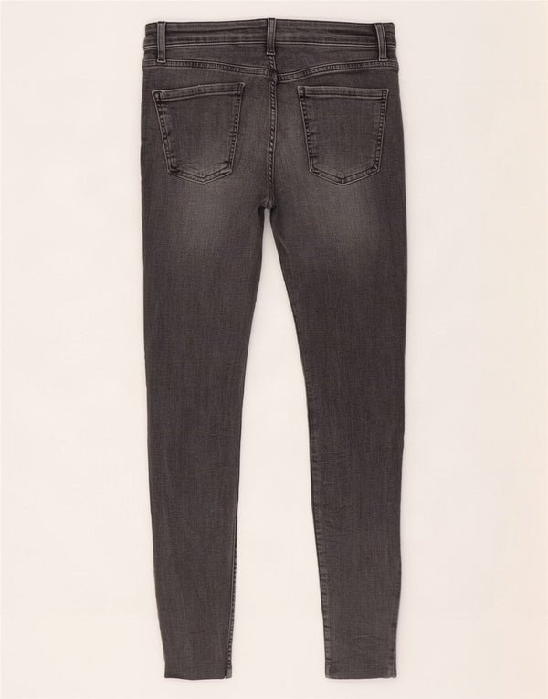 Zara Womens Distressed Crop Skinny Jeans EU 38 Small W28 L25 Grey