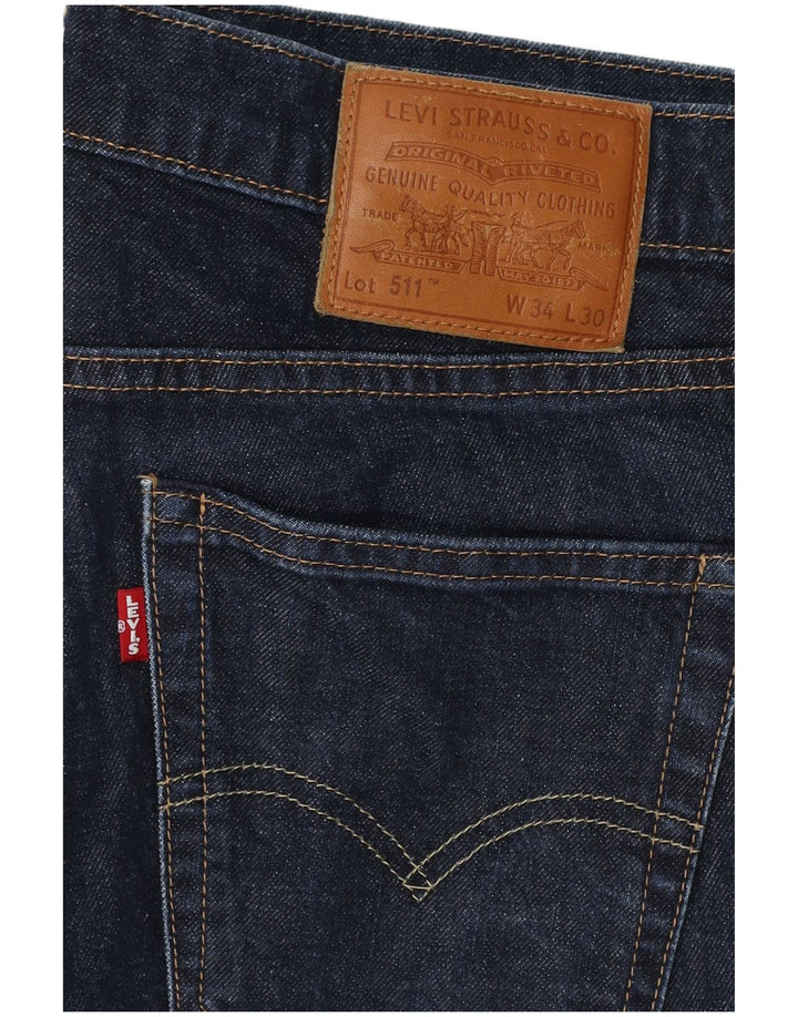 LEVI'S Mens 511 Slim Jeans W34 L30 Navy Blue Cotton