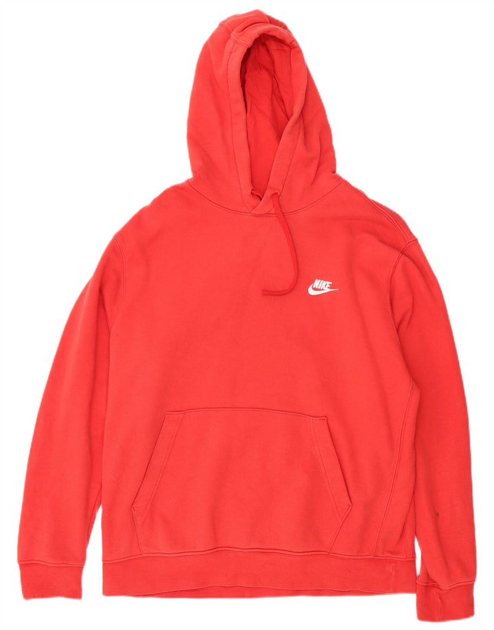 Nike Mens Hoodie Jumper Large Red Cotton