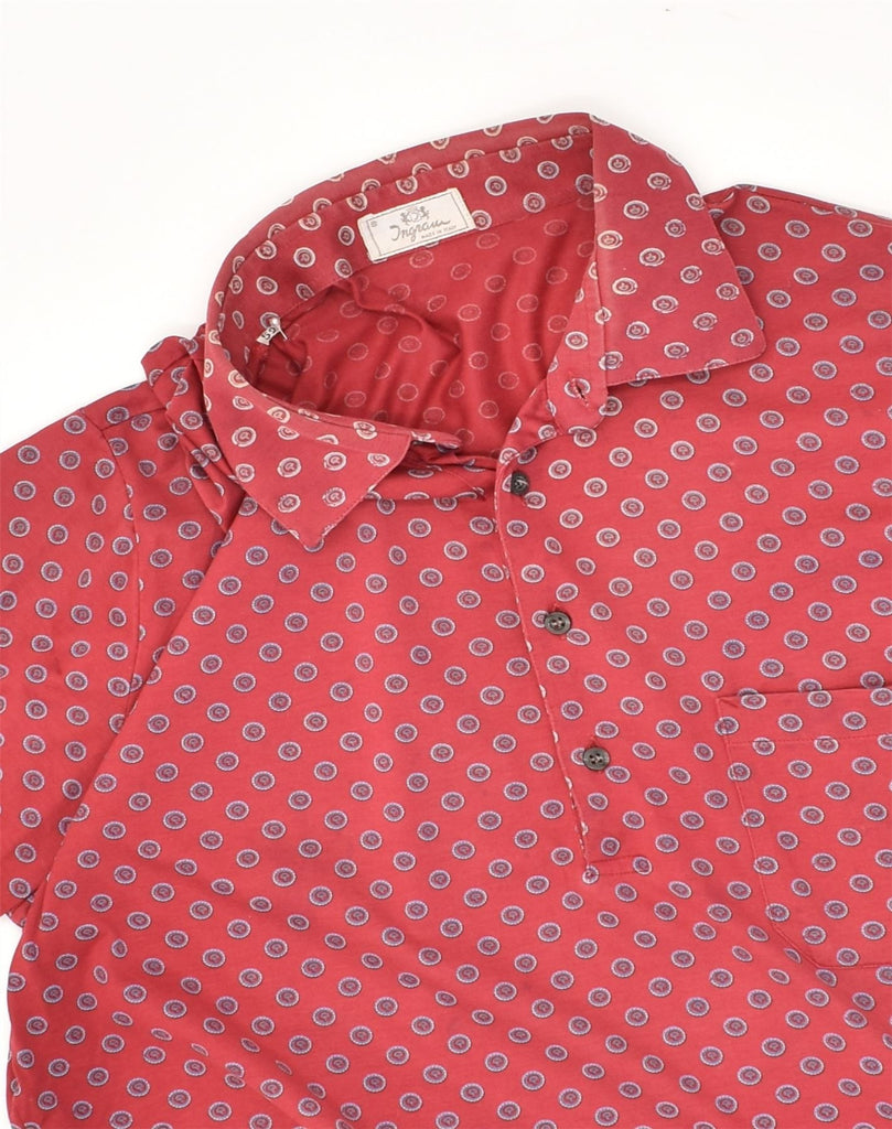 INGRAM Mens Polo Shirt IT 52 Large Red Polka Dot Cotton | Vintage Ingram | Thrift | Second-Hand Ingram | Used Clothing | Messina Hembry 