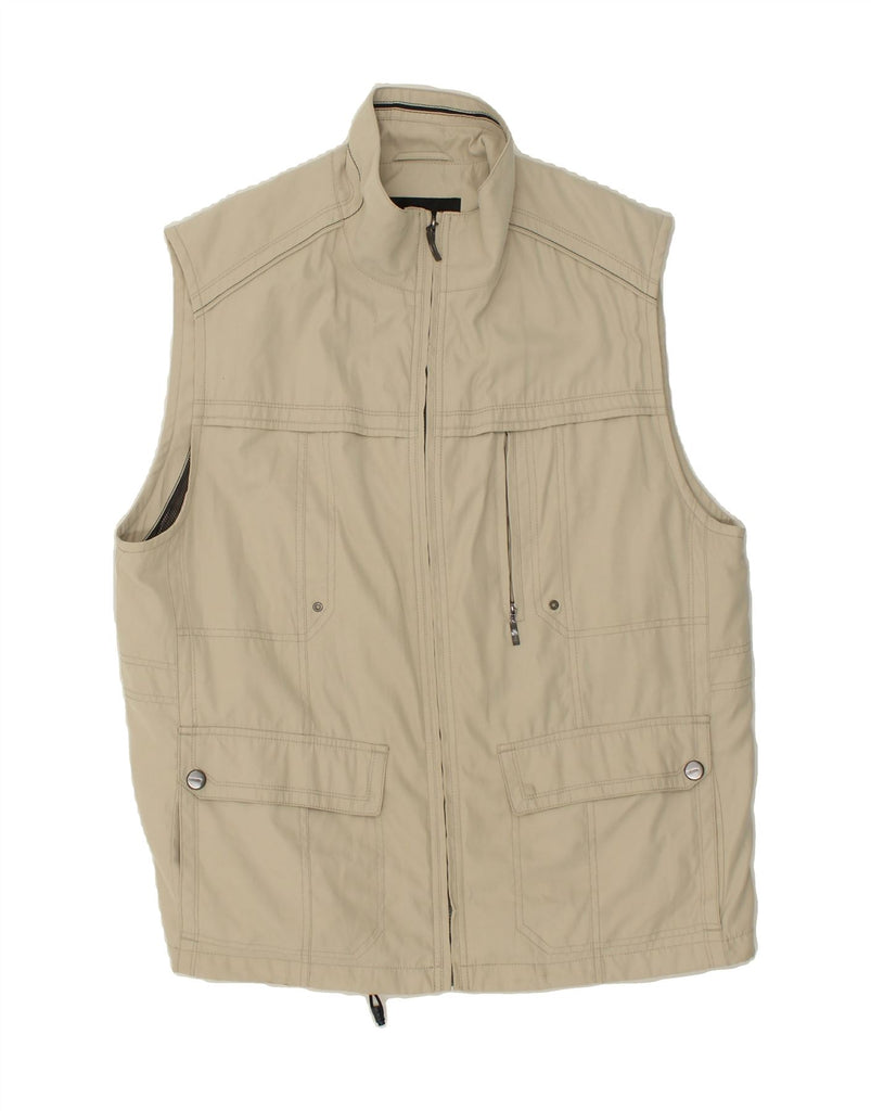 VINTAGE Mens Utility Gilet UK 46 3XL Beige Cotton Sports Vintage Vintage and Second-Hand Vintage from Messina Hembry 