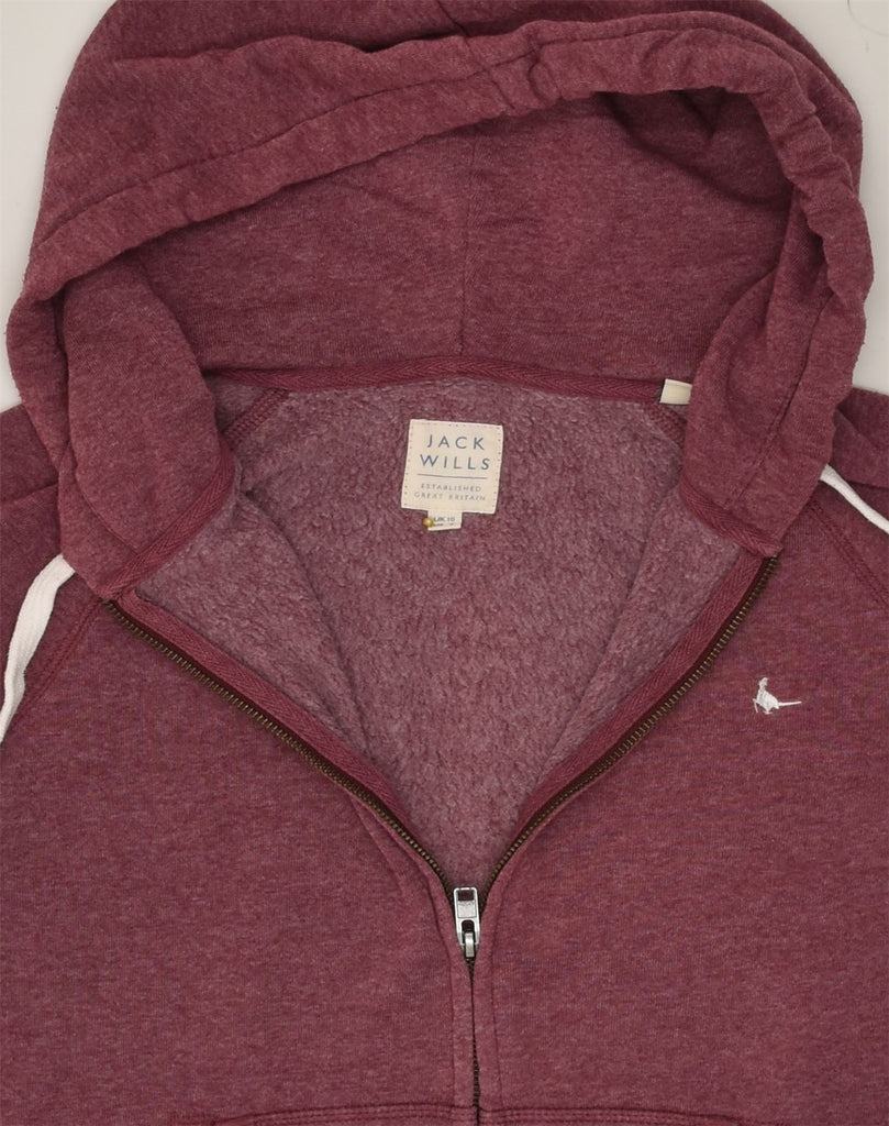 JACK WILLS Womens Zip Hoodie Sweater UK 10 Small Maroon Cotton | Vintage Jack Wills | Thrift | Second-Hand Jack Wills | Used Clothing | Messina Hembry 