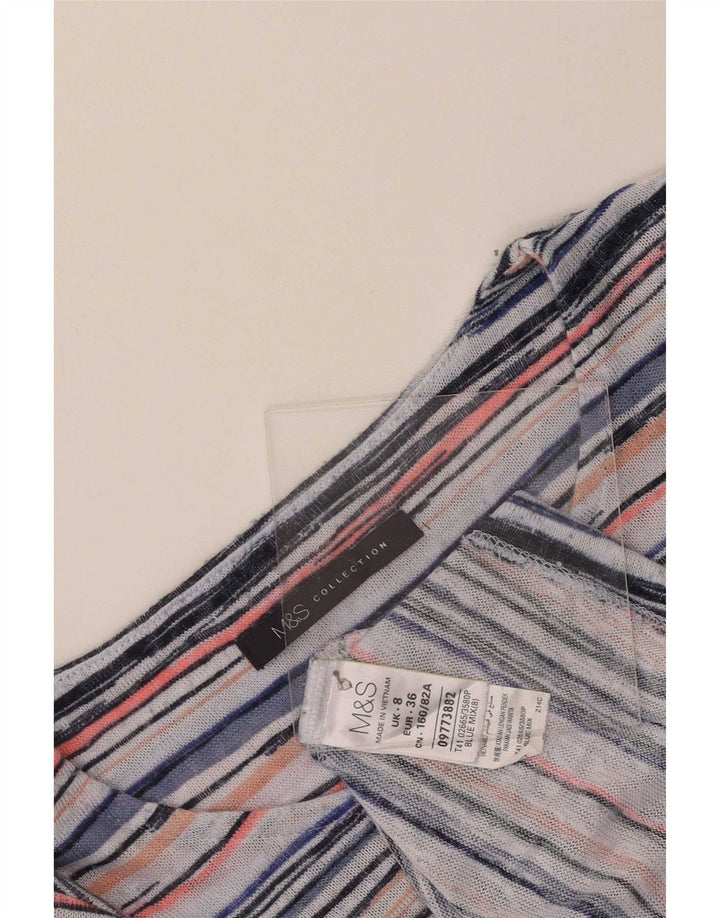 Marks & Spencer Womens Top 3/4 Sleeve UK 8 Small Multicoloured Striped