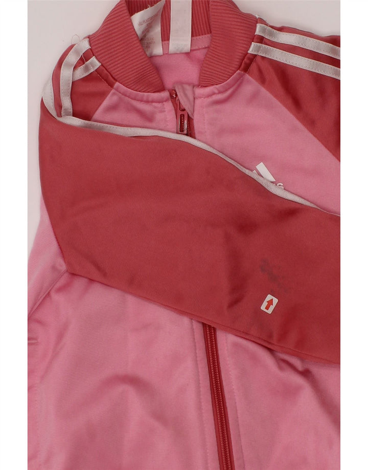 Adidas Girls Tracksuit Top Jacket 2-3 Years Pink Colourblock Polyester