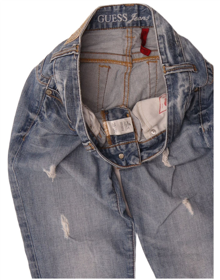 Guess Womens Distressed Straight Jeans W27 L27 Blue Cotton