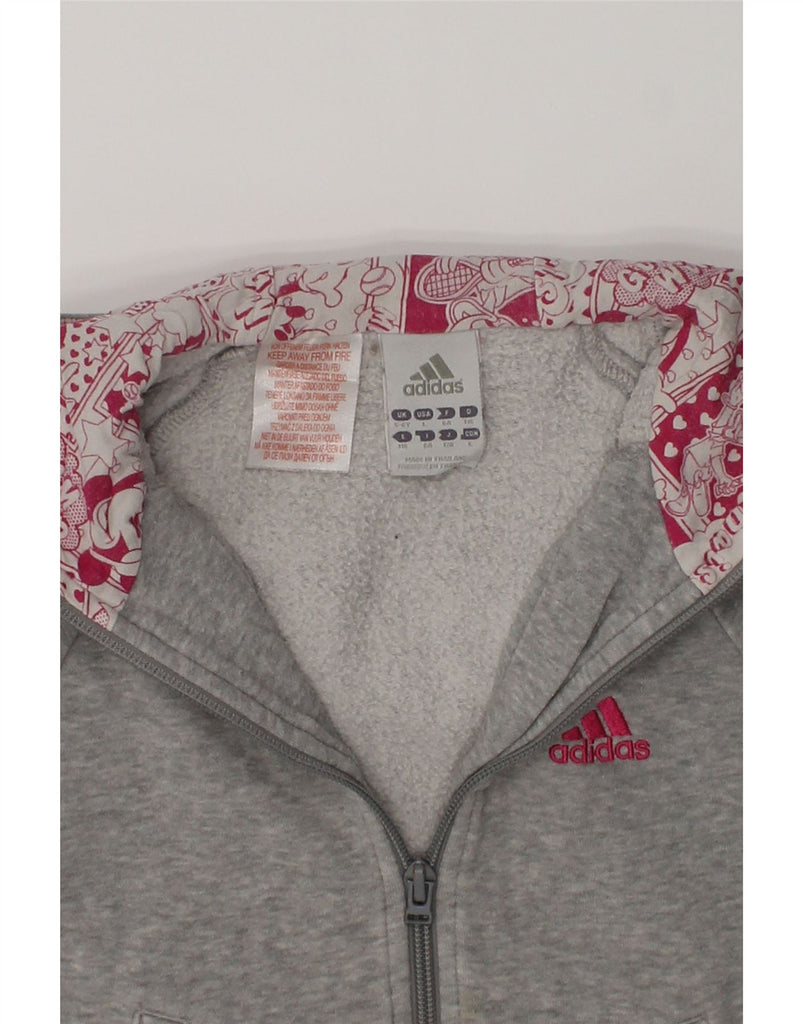 ADIDAS Girls Graphic Zip Hoodie Sweater 5-6 Years Grey Cotton | Vintage Adidas | Thrift | Second-Hand Adidas | Used Clothing | Messina Hembry 