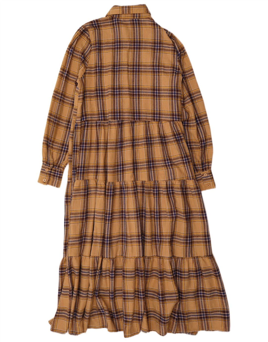 Coast Womens Long Sleeve Maxi Dress UK 10 Small Beige Check Polyester