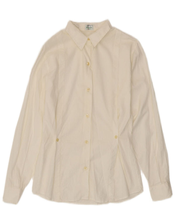 Benetton Womens Shirt IT 42 Medium White Cotton