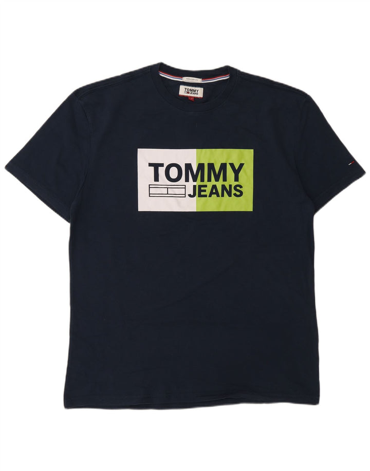 TOMMY HILFIGER Mens Regular Fit Graphic T-Shirt Top Medium Navy Blue