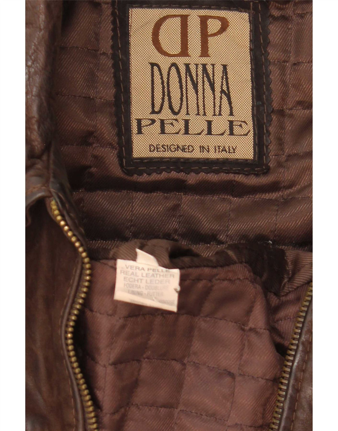 Donna Pelle Mens Loose Fit Leather Jacket IT 46 Small Brown Leather