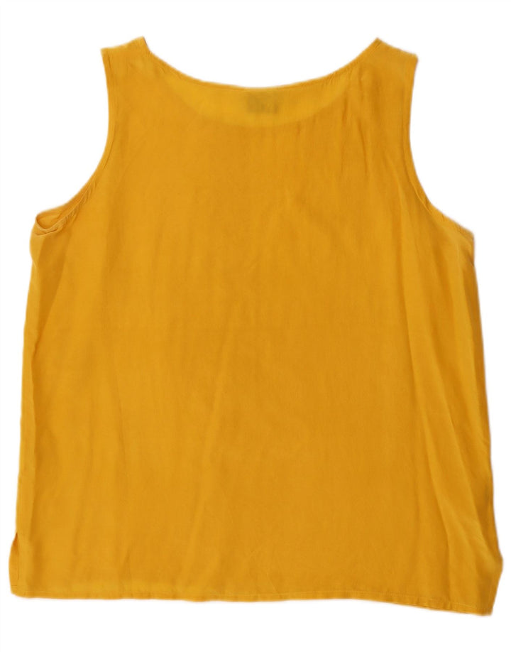 Vintage Womens Sleeveless Blouse Top IT 48 XL Yellow Silk