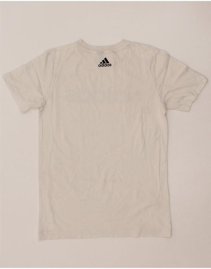ADIDAS Womens Graphic T-Shirt Top UK 8 Small White Vintage Adidas and Second-Hand Adidas from Messina Hembry 