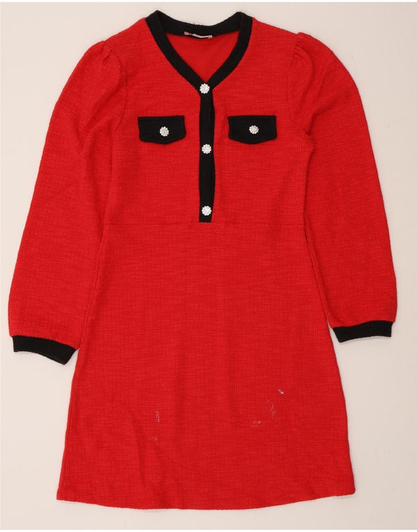 Lipsy Girls Long Sleeve Jumper Dress 14-15 Years Red Cotton