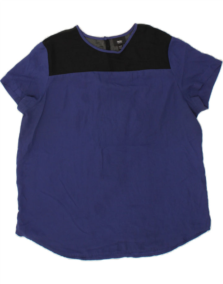 MOSSIMO Womens T-Shirt Top UK 20 2XL Navy Blue Colourblock Polyester Vintage Mossimo and Second-Hand Mossimo from Messina Hembry 