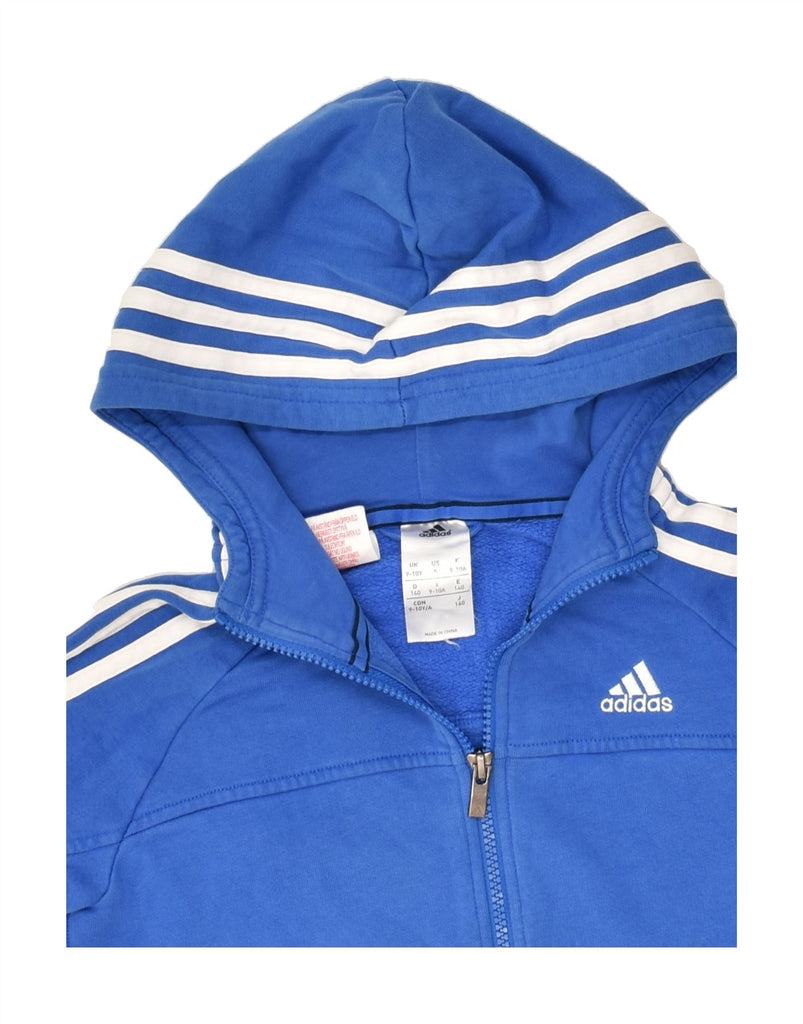 ADIDAS Boys Zip Hoodie Sweater 9-10 Years Blue Cotton | Vintage Adidas | Thrift | Second-Hand Adidas | Used Clothing | Messina Hembry 