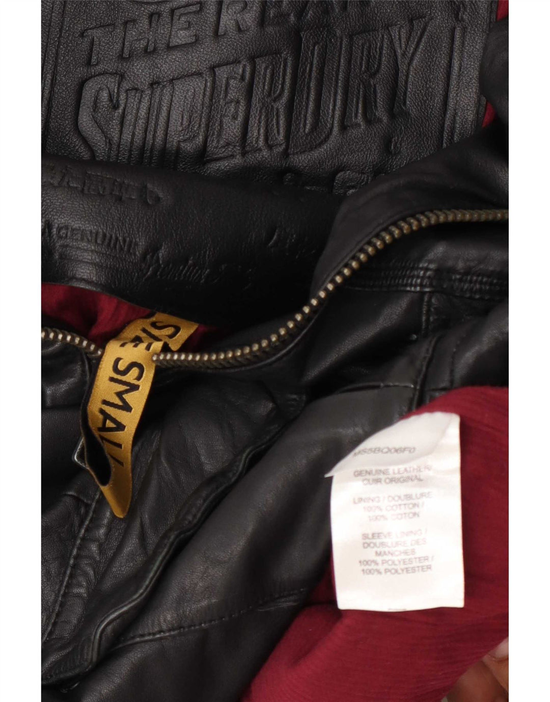 Superdry Womens Military Leather Jacket UK 10 Small Black