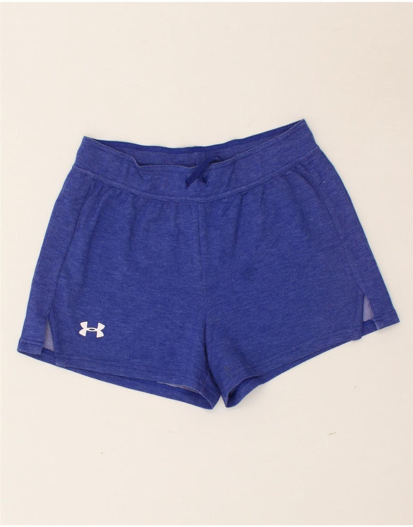 UNDER ARMOUR Womens Graphic Sport Shorts UK 6 XS Blue Rayon | Vintage Under Armour | Thrift | Second-Hand Under Armour | Used Clothing | Messina Hembry 