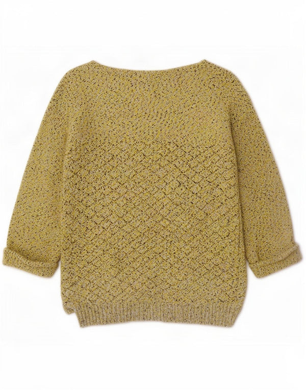 Fat Face Womens 3/4 Sleeve Boat Neck Jumper Sweater UK 12 Medium Yellow