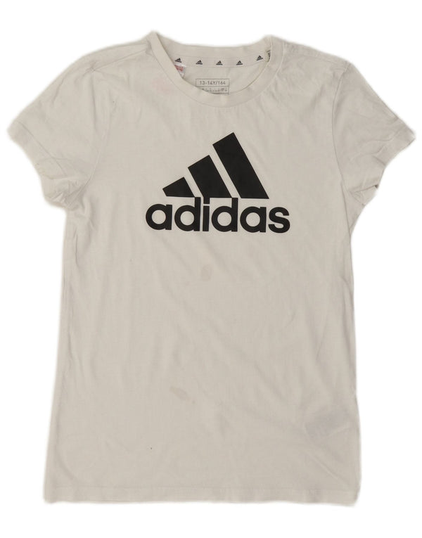 Adidas Boys Graphic T-Shirt Top 13-14 Years White Cotton
