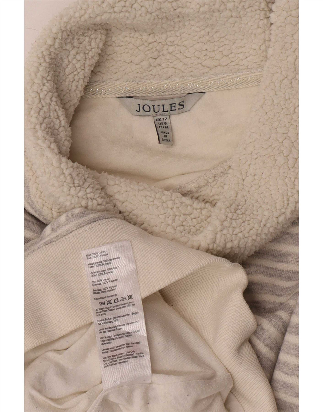 Joules Womens Roll Neck Jumper Sweater UK 12 Medium Grey Pinstripe