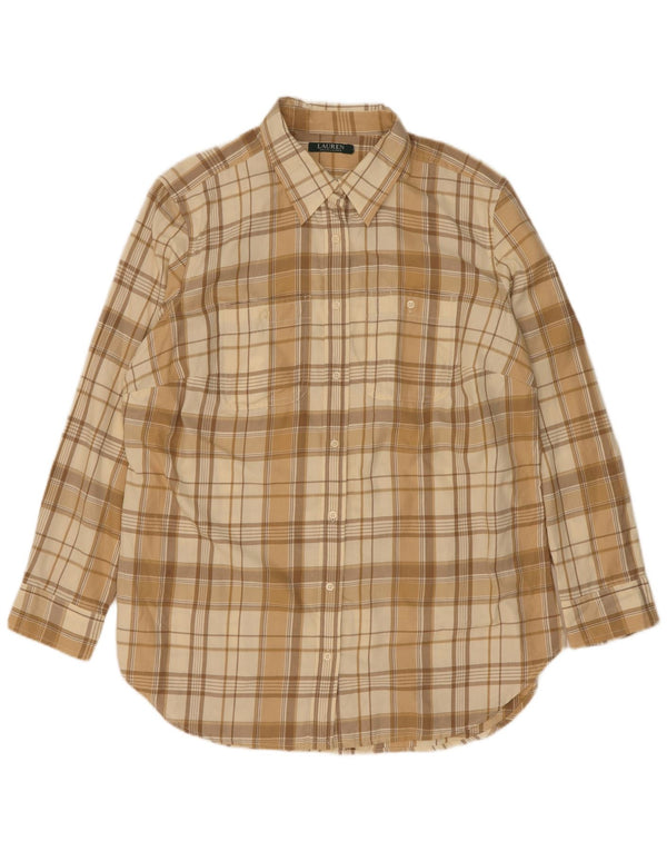 Ralph Lauren Mens Flannel Shirt Medium Beige Check Cotton