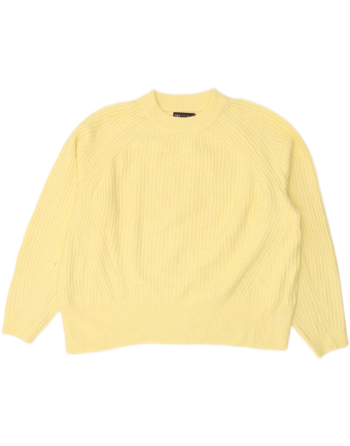 MARKS & SPENCER Womens Oversized Crew Neck Jumper Sweater UK 18 XL Yellow Vintage Marks & Spencer and Second-Hand Marks & Spencer from Messina Hembry 
