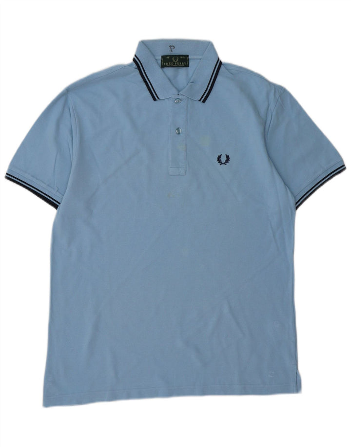 FRED PERRY Mens Polo Shirt Medium Blue Cotton