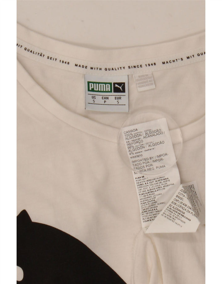Puma Mens Graphic T-Shirt Top Small White Cotton
