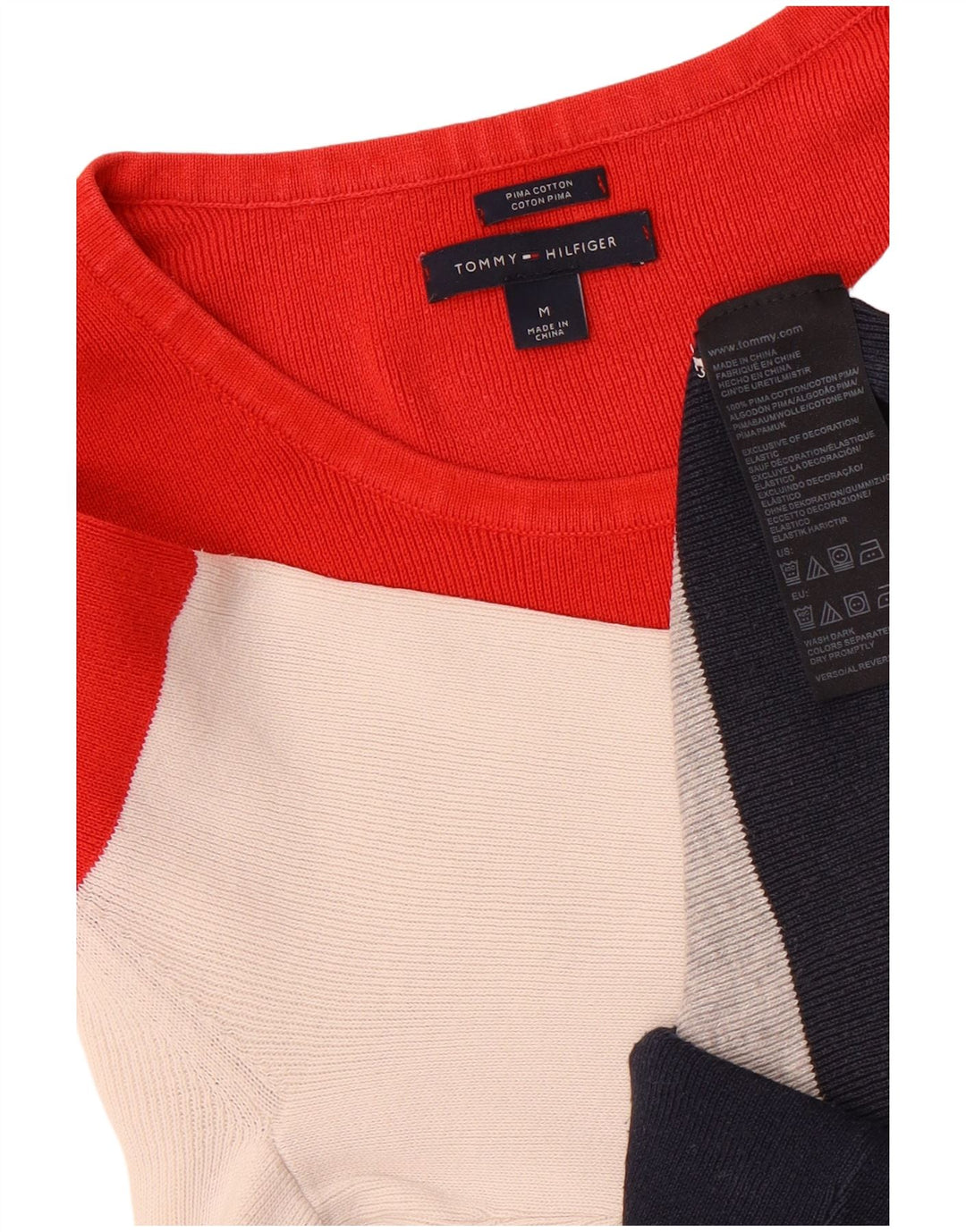 Tommy Hilfiger Womens Boat Neck Jumper Sweater UK 14 Medium Multicoloured