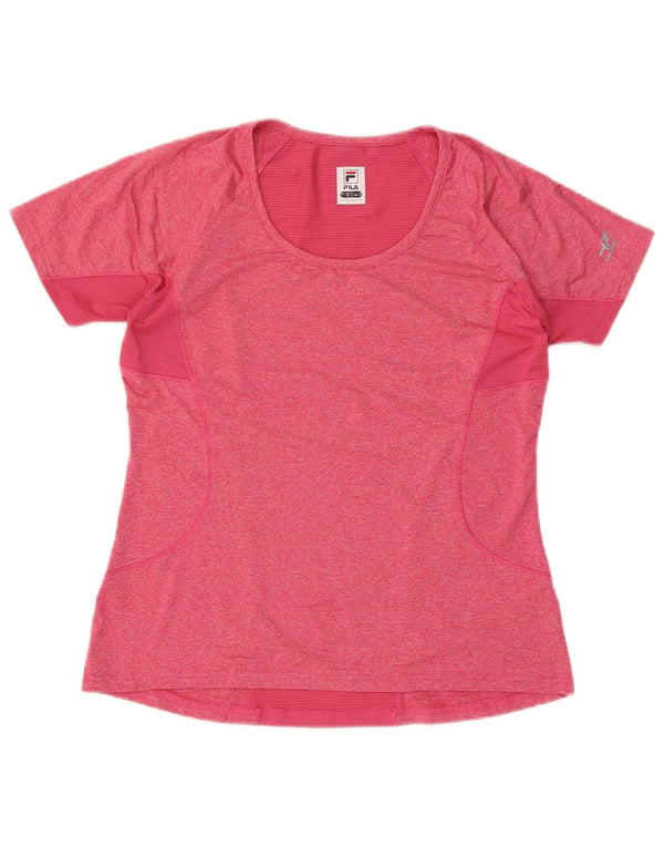 FILA Womens T-Shirt Top UK 14 Large Pink Polyester