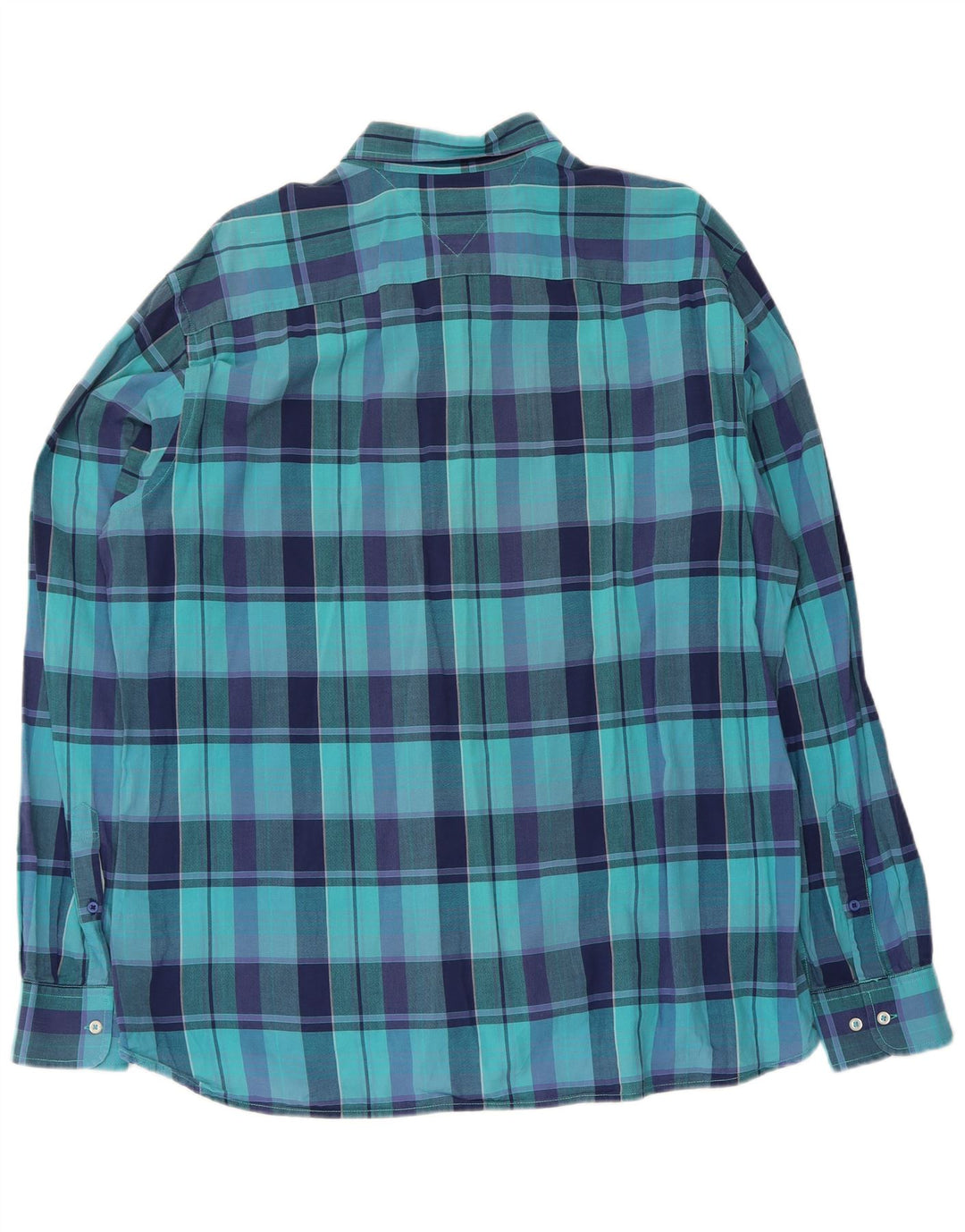 Tommy Hilfiger Mens Custom Fit Shirt XL Blue Check Cotton