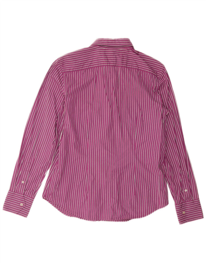 RALPH LAUREN Womens Shirt UK 14 Medium Purple Striped Cotton Vintage Ralph Lauren and Second-Hand Ralph Lauren from Messina Hembry 
