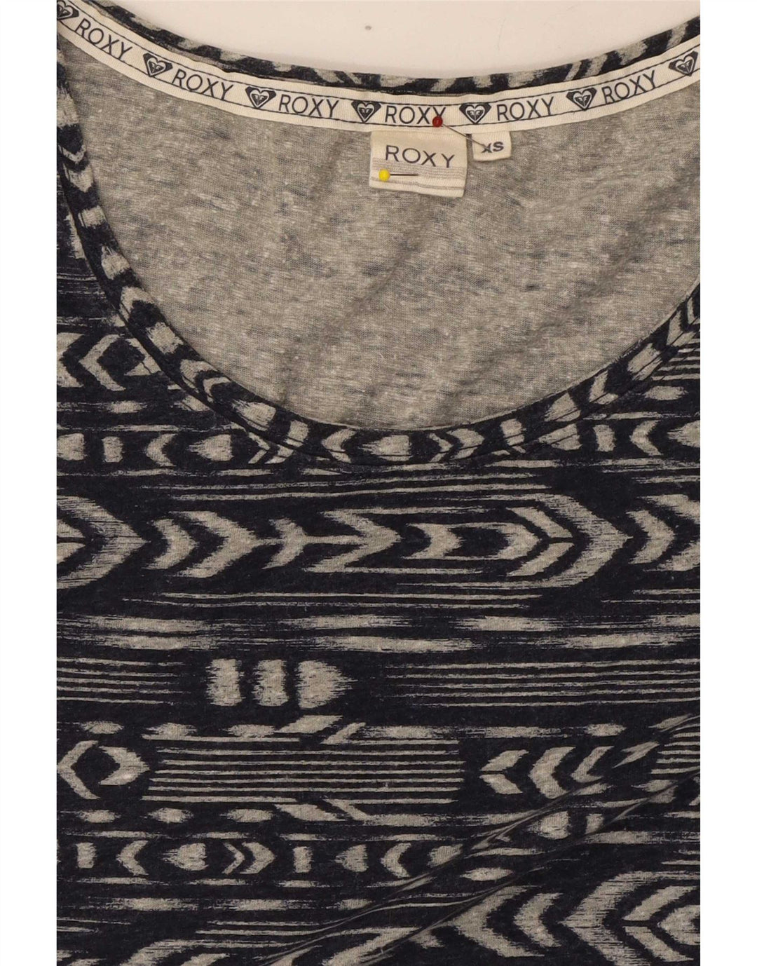 Roxy Womens Top Long Sleeve UK 6 XS Navy Blue Geometric Polyester